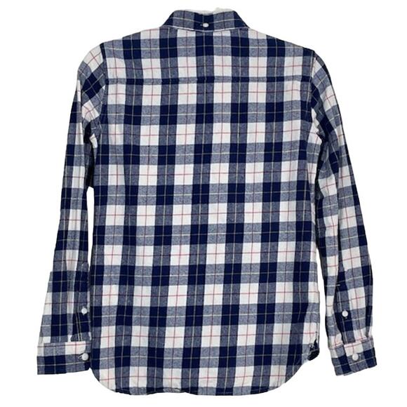 Madewell and Penfield Slim Flannel warm cozy layer white blue red plaid XS (#2) - Picture 4 of 9